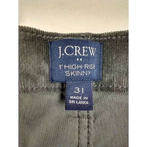 J Crew Women's 9" High Rise Skinny Fit Pants Gray Corduroy Button Fly Size 31 - Picture 6 of 12